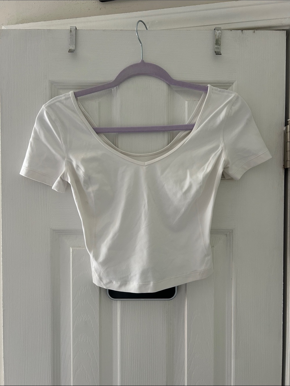 lululemon athletica Cream Short Sleeve V-Neck Crop Top